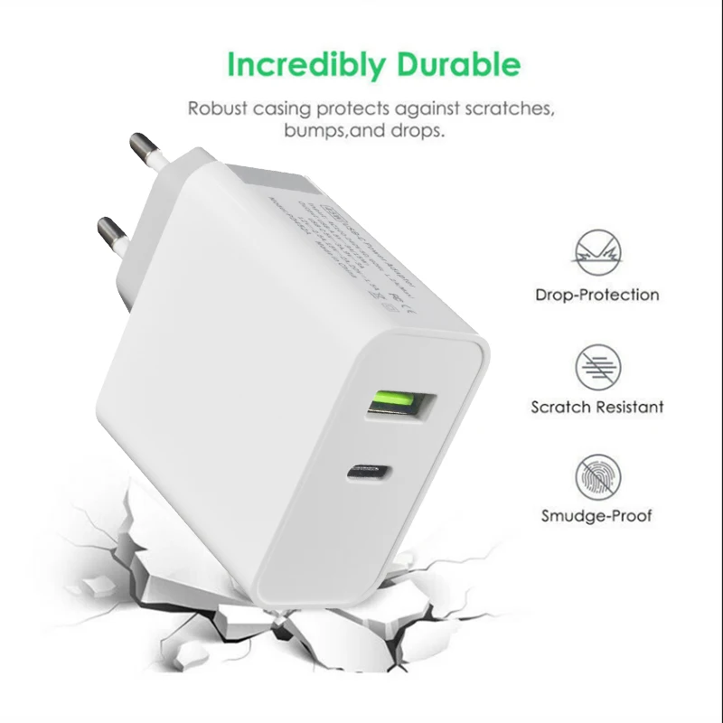 42 Вт тип-c power Delivery PD настенное зарядное устройство с 5V 2.4A USB зарядное устройство для MacBook iPad Pro samsung Note 9/S9/Nexus EU Plug