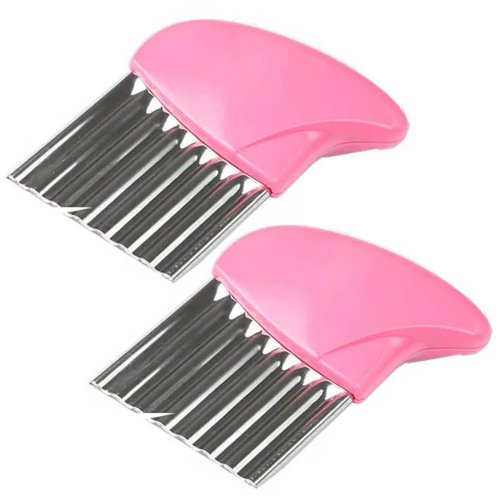 2Pcs-Pink Резак для волнистой нарезки картофеля картофель фри нарезанный картофель Овощной фруктов резак гофрированные кухонные аксессуары, нож гаджеты - Цвет: 2Pcs-Pink