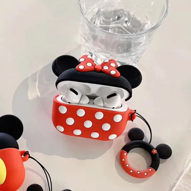 minnie Милый чехол для наушников для AirPods Pro Чехол с рисунком Микки и Минни для Apple AirPods Pro 3 сумки защитный чехол с крючок карабина - Цвет: minnie