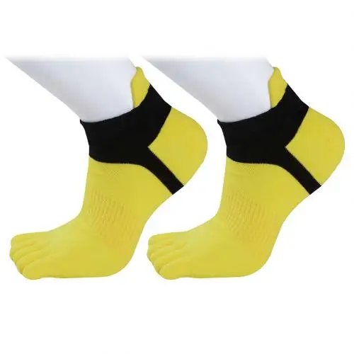 Лидер продаж, мужские высококачественные зимние осенние носки с пятью пальцами из чистого мягкого хлопка теплые удобные мужские носки дышащие носки для мальчиков - Цвет: Цвет: желтый