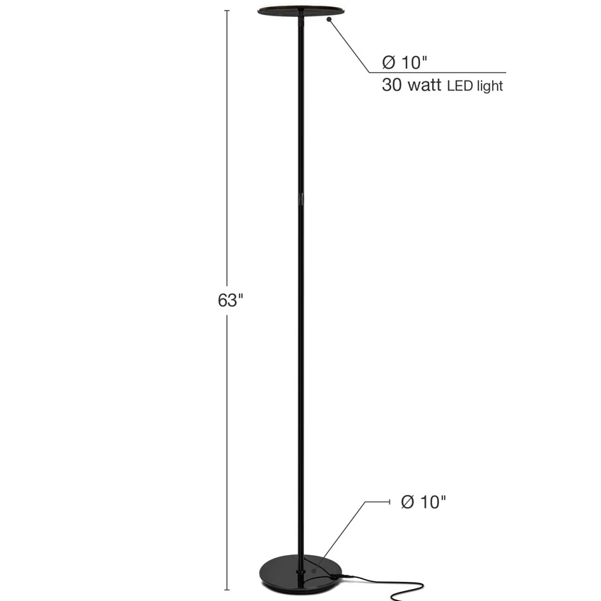 Postmodern LED Floor Lamp Long Pole Dimming Floor Lights Lighting Living Room Bedroom Bedside Indoor Decor Stand Light Fixtures - Цвет абажура: Черный