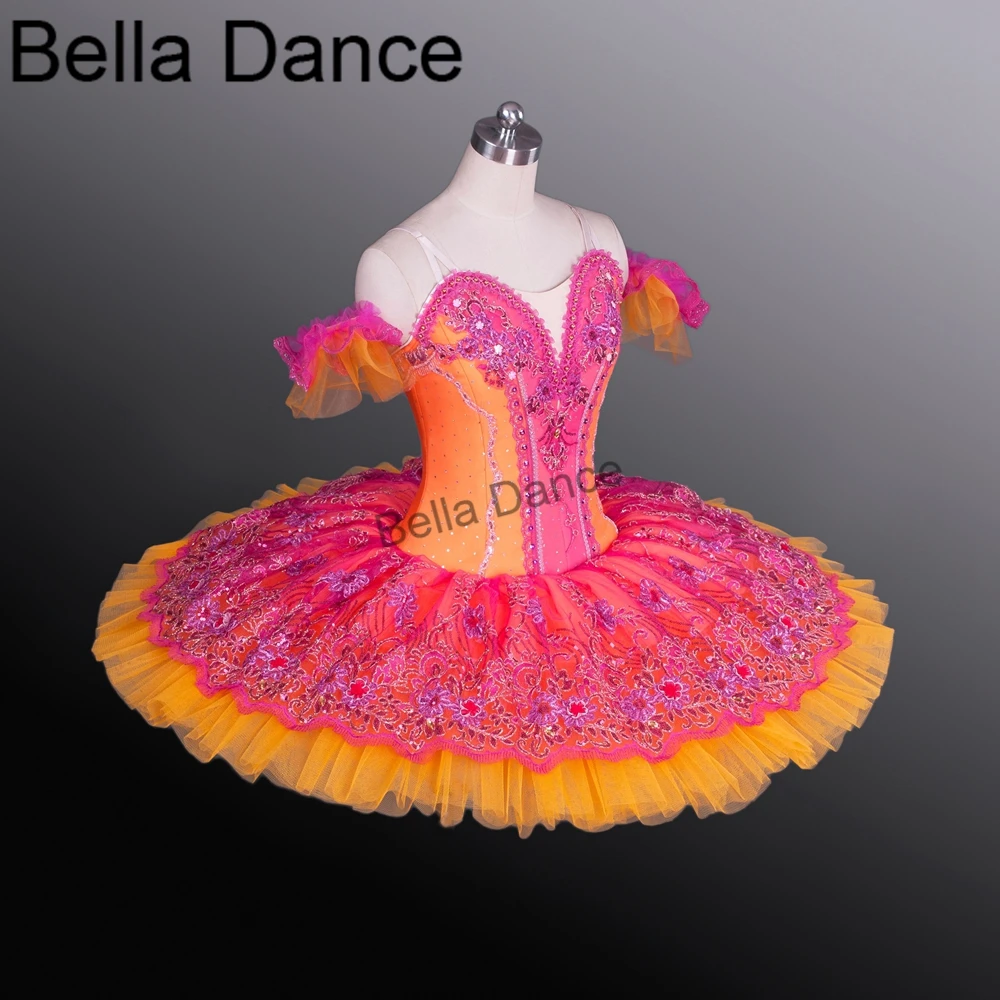 Women Professional Ballet Tutu Costume Red Orange Ballerina Nutcracker Performance Tutus Classical Ballet Stage Costumes BT9058