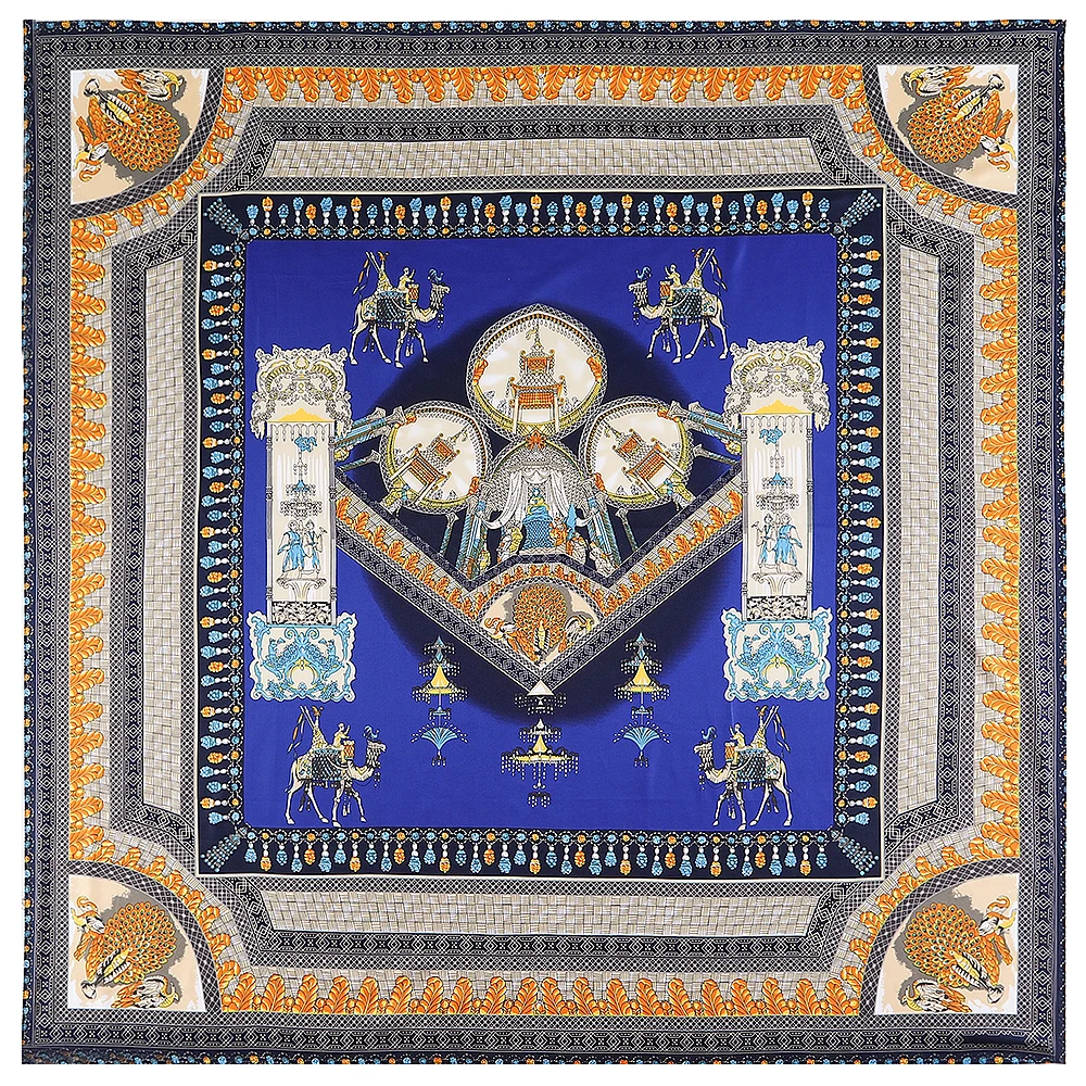 

Роскошная брендовая шаль 130 см, 100% саржевый шелковый шарф, квадратные шарфы в виде замка, платок, Женская бандана, шарфы, хиджаб