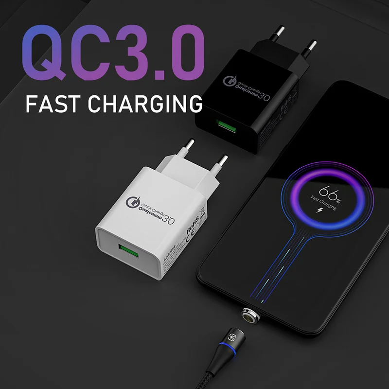 

Android Chargers Adapter Phone for iphone USB type C EU Plug Magnetic fast charging cable SIKAI QC 3.0 9V 2A 12V 1.5A 5V 3A