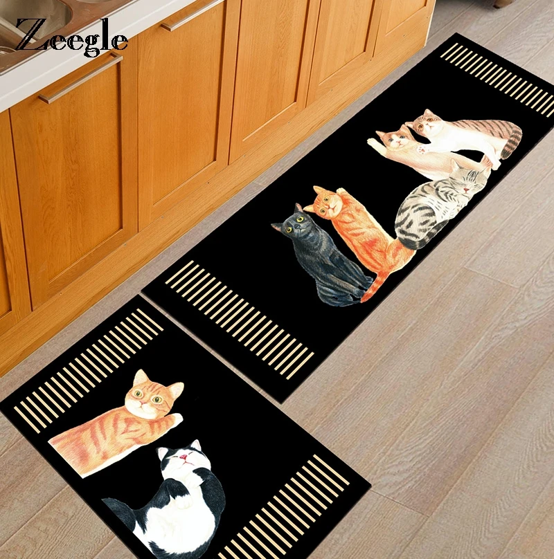 Zeegle Pet Doormats Kitchen Carpet Bathroom Mats Non-slip Sofa Table Floor Mats Absorbent Kitchen Area Rug
