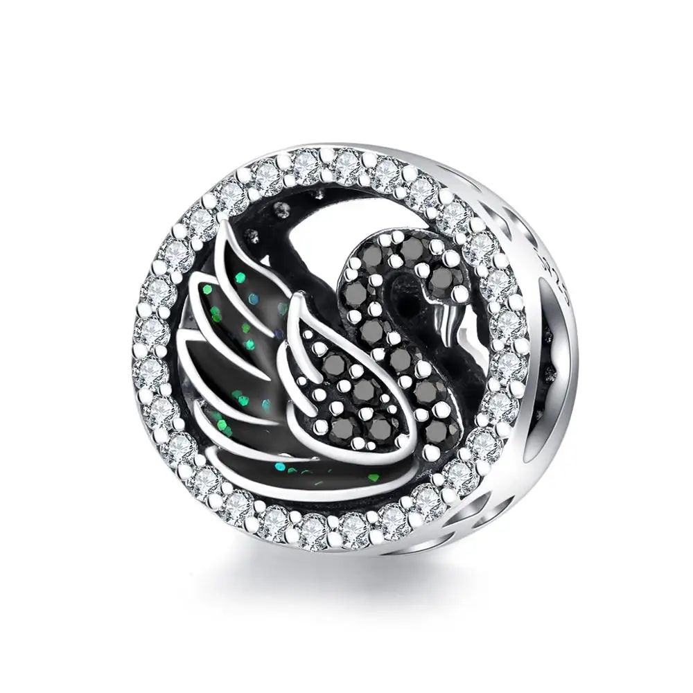 Fit Pandora браслет серебро 925 CZ Лебедь петух бусины S925 Красная эмаль деньги кот Ленивец украшения в виде слонов для изготовления ювелирных изделий - Цвет: abs1342-1