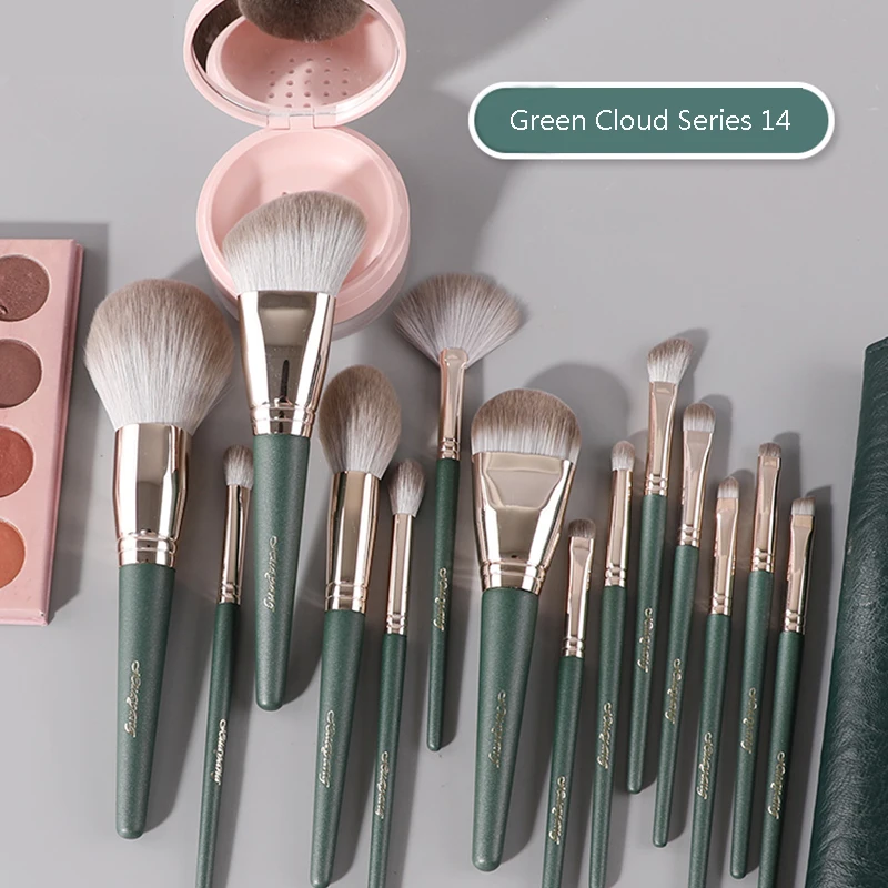 14Pcs Makeup Brushes Set Cosmetic Foundation Powder Blush Eye Shadow Lip Blend Wooden Make Up Brush Tool Kit Maquiagem