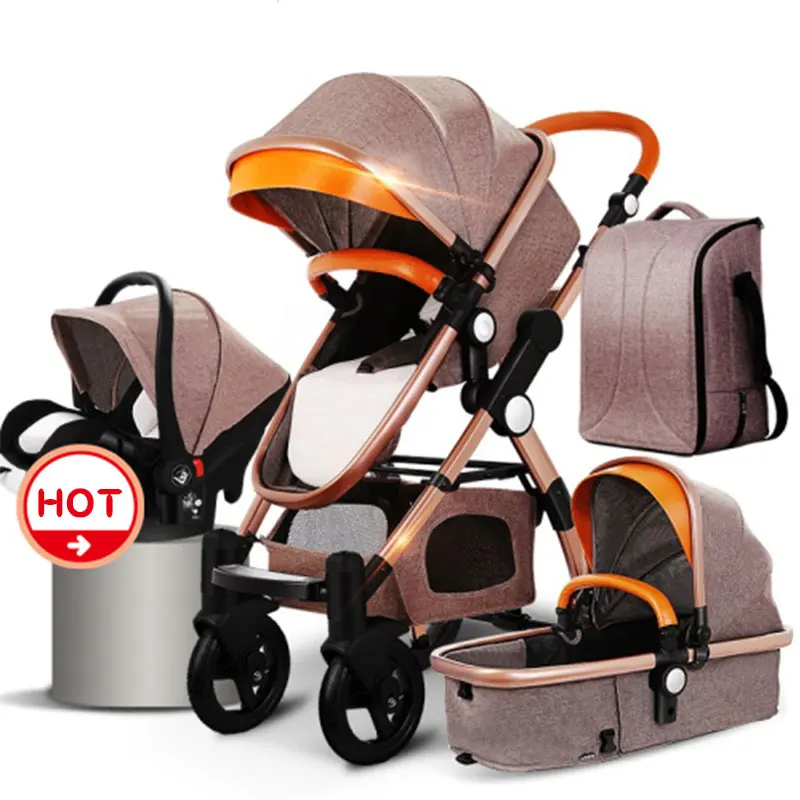 Low Price  Aluminum alloy baby stroller 4 in 1 baby stroller EU market high quality baby stroller export newbo 