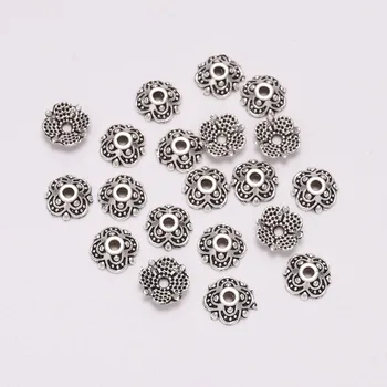 

50Pcs/Lot 8mm Antique 4 Petals Flower Bead End Cap For Beads Jewelry Making Findings Diy Needlework Accessories Wholesale