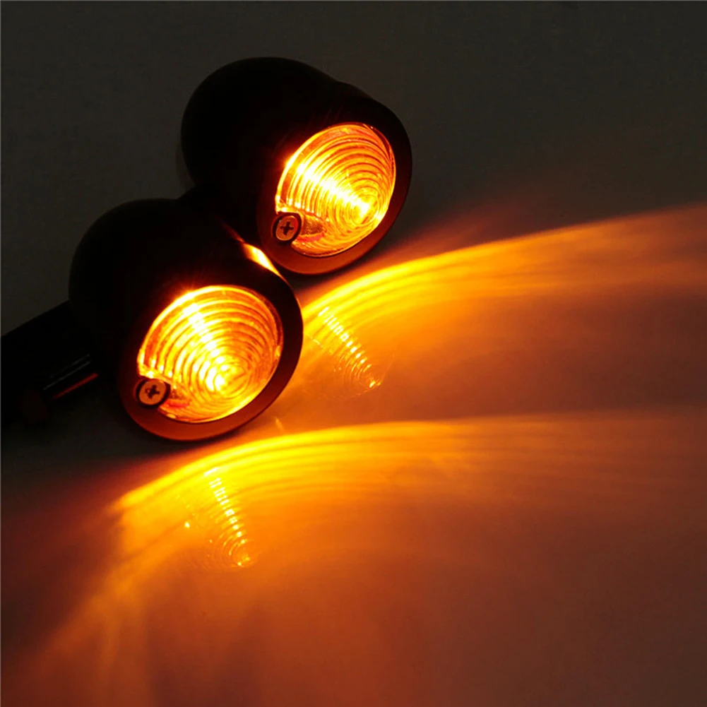 

2pcs Black Chrome Motorcycle Flashing Lights LED Turn Signal Lamp for Cafe Racer Sportster