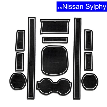 

12 Pcs Car Non-slip Door Gate Slot Mats Carpets Position Cup Holder Pads For Nissan Sylphy Classic Door Groove Mat Free Shipping