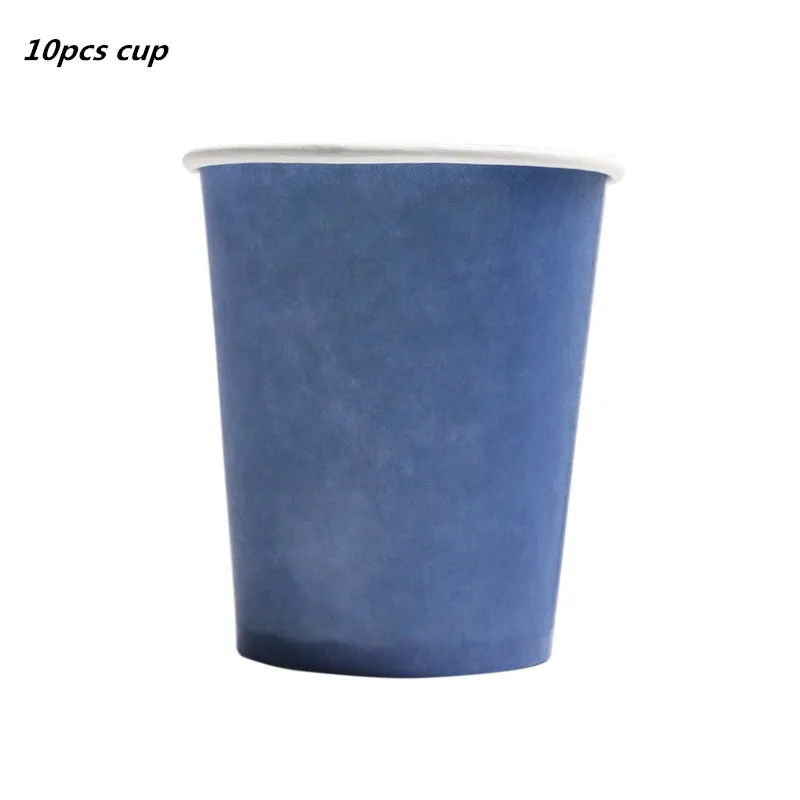 10pcs blue cup 20 шт./компл. Свадебные украшения для дня рождения розово-красные одноразовые столовые приборы чашки тарелки бумажные трубочки, принадлежности для вечеринки детский душ сувениры - Цвет: 10pcs blue cup