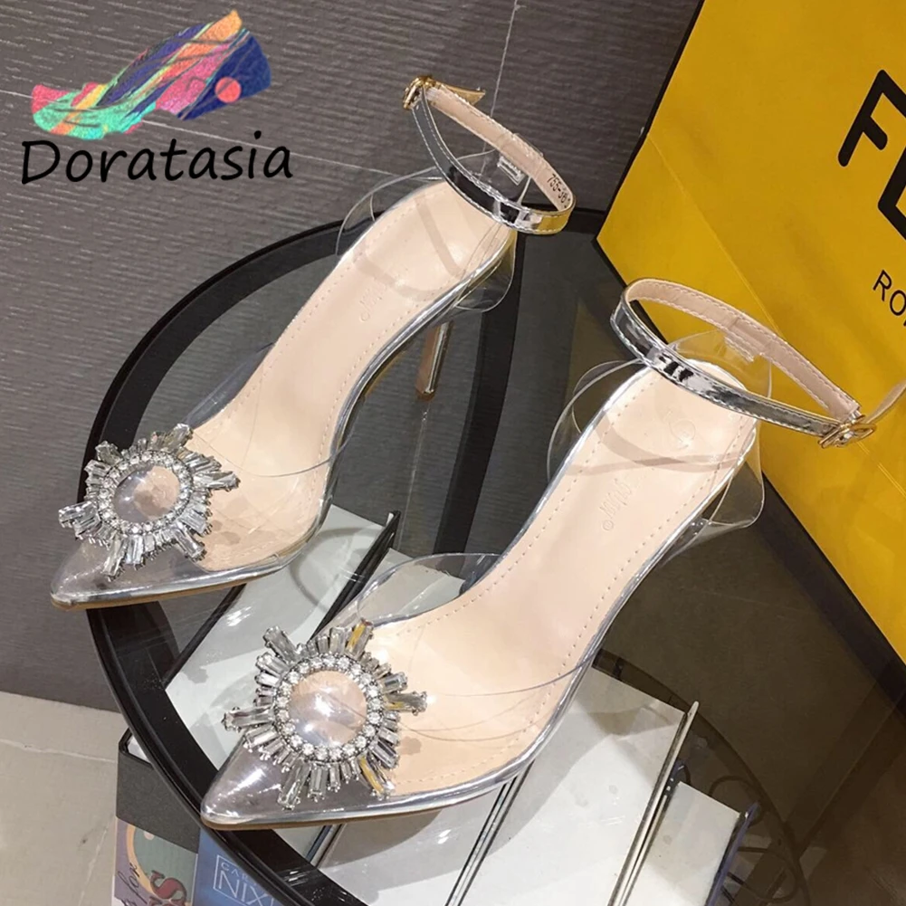 

DORATASIA 35-41 Brand Design Girl Ankle Strap Metal Decoration Sandals Thin High Heels Sandals Women Party Ol Sexy Shoes Woman