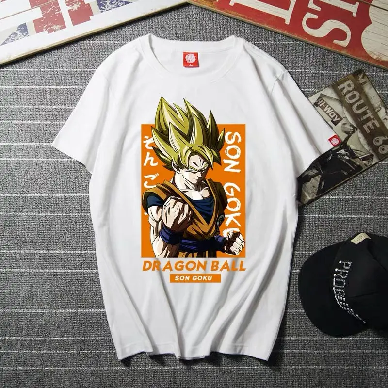 Мужские высокого качества с рисунком Совы дракона Z мяч сын Goku vegeta Buu из хлопчатобумажной ткани с принтом Harajuku футболка с изображением якоря Детская короткая футболка с героями из японского аниме «смешные футболки - Цвет: M