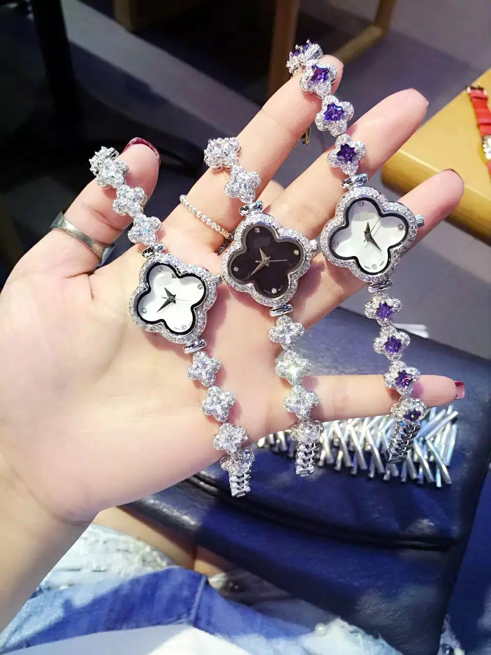 Accking AAA циркониевые элементы лист австрийский кристалл браслет часы для свадебной вечеринки модные ювелирные изделия ужин подарок