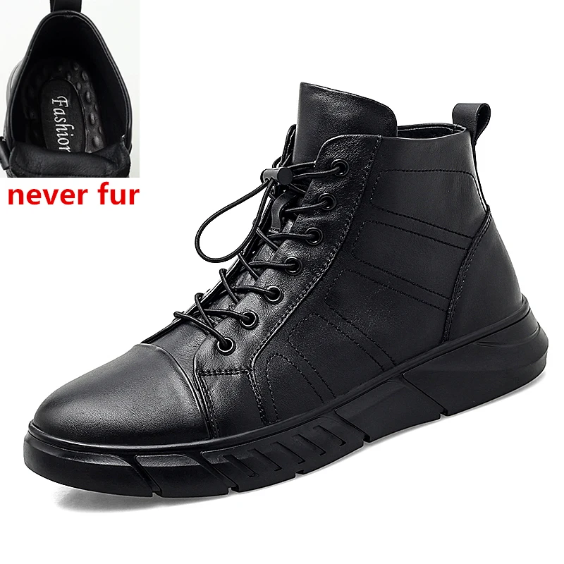 Мужские зимние ботинки; модные мужские зимние ботинки из натуральной кожи; Рабочая обувь; полуботинки Martin; военные ботинки; большие размеры 48; s5 - Цвет: black 1