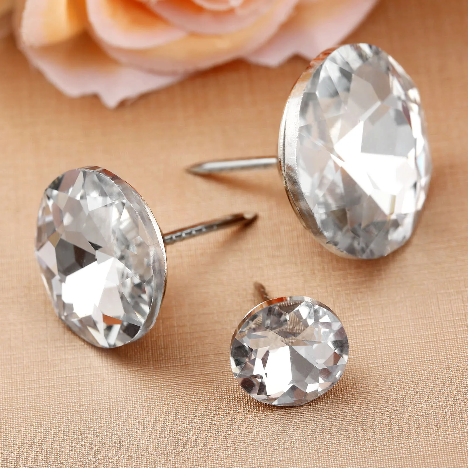 10x Diamond Crystal Glass Upholstery Sofa Headboard Buttons Upholstery Nails Button Tacks Studs Pins 16/25/30mm Sofa Wall Decor 2