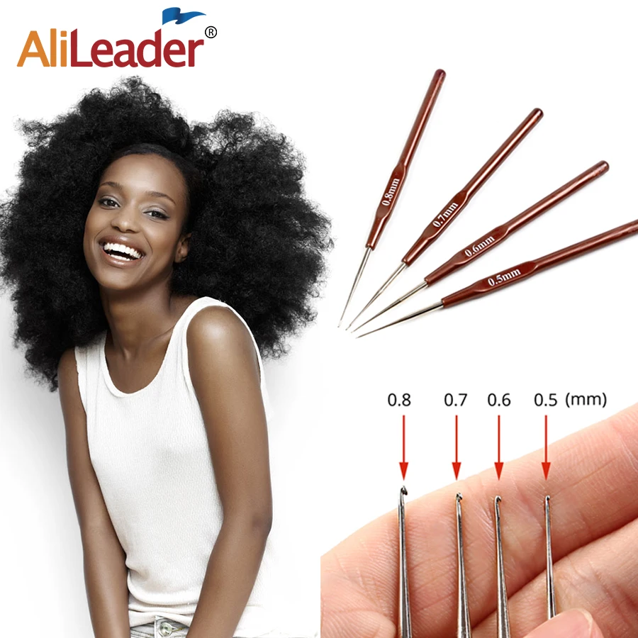 Crochet Hook 0.5 0.6 0.7 0.8Mm Micro Hook Needles For Wig Making Crochet Locks Braids Weaving Needle Tools Crochet Hooks 4Pcs
