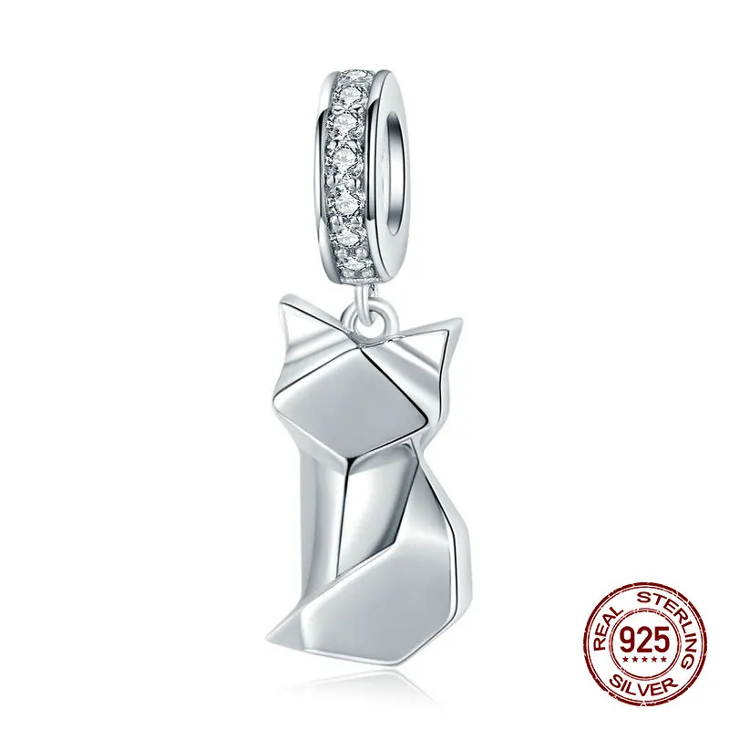 Подлинное серебро 925 пробы маленький кулон с лисичкой fit Pandora браслет очаровательные женские подвески, ожерелья ювелирные изделия