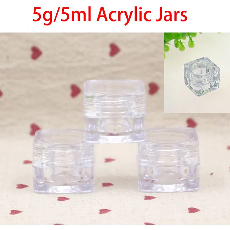 

5pcs 5g/5ml Acrylic Round Clear Jars Pots Lids Lip Balms Creams Make Up Cosmetics Samples Ointments Beauty Products Containers