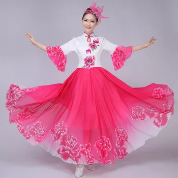 

2020 New Costumes Guzheng Chorus Dress Long Skirt Adult Modern Dance Performance Clothing National Dance Women's Hot S-3XL
