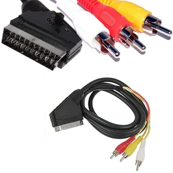 

1 * Scart to 3 RCA Phono Cable 1.5m RGB 21 Pins IN OUT Switchable Scart to Triple RCA Composite Lead Audio Video Cable YR-SC-3