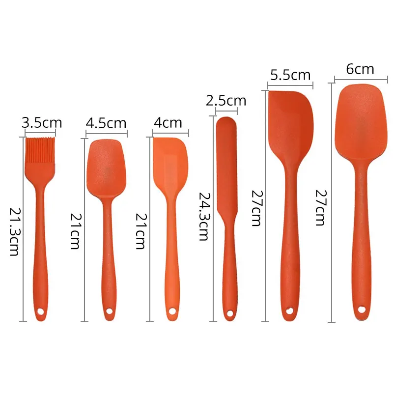 6 Piece Silicone Pastry Spatula Set Non-Stick Rubber Spatula Set Heat-Resistant Kitchen Utensils for Baking