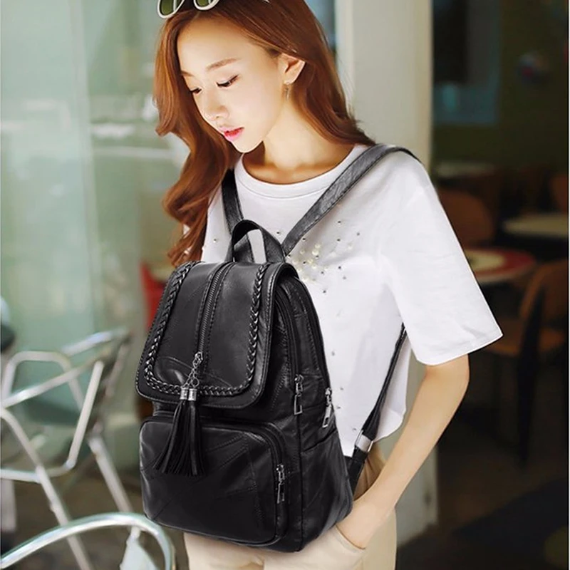 La Couleur Noire Marque Minimalisme Femelle Sac Dos Pu En Cuir Jeunes la-couleur-noire-marque-minimalisme-femelle-sac-dos-pu-en-cuir-jeunes
