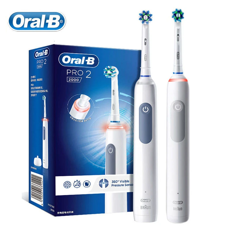 Oral B Pro cepillo dientes eléctrico inteligente, dispositivo de limpieza 3D sónica con Sensor de presión inteligente, temporizador de minutos, recargable, 2000|Cepillos de dientes eléctricos| - AliExpress