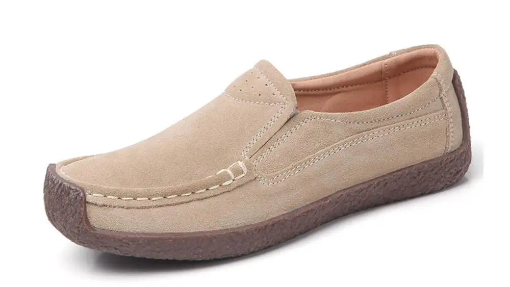 Casual shoes women suede leather slip on loafers comfortable Summer Autumn flats female boat shoes plus size 35-42 7 colors - Цвет: Небесно-голубой
