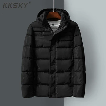 

Men's Parkas Hooded Zipper Jacket Coat Zipper Regular Jackets For Male Clothing Parkas Casual Clothes 2XL-5XL 2019 Winter Hot