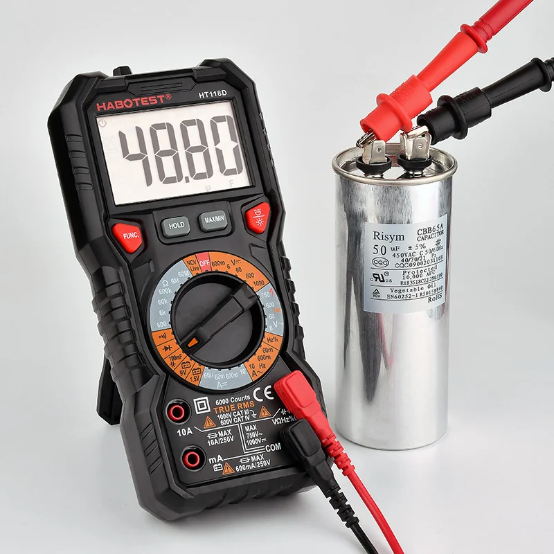 

HT118 Multimeter High Precise 6000 counts 1000V AC DC Digital Multimeter Ohm Hz NCV Live C/F Duty Multimetro Voltage Meter