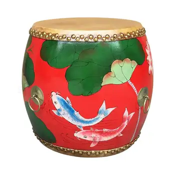 

Drum stool Solid wood new Chinese embroidered pier stool leather painted sofa stool guzheng stool Mahogany drum stool