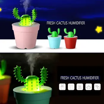

Cactus USB Humidifier Mini Air Humidifier with Colorful LED Light Essential Oil Diffuser for Home Office