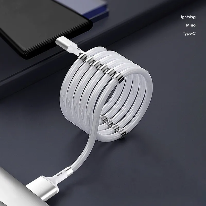 New Magnetic Self Winding Cable Type C Micro Usb Fast Charging Data new-magnetic-self-winding-cable-type-c-micro-usb-fast-charging-data