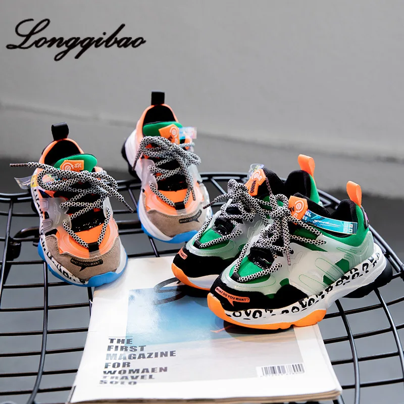 

High quality 2019 autumn new leather old shoes super fire Korean version of the boy sports shoes girls shoes