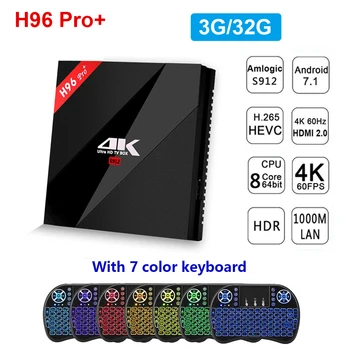 

H96 Pro+ Android TV Box Android 7.1 Smart TV Box Amlogic S912 Octa Core 3G 32G 2.4GHz/5.8GHz Wifi 4K Bluetooth H96 Set Top Box