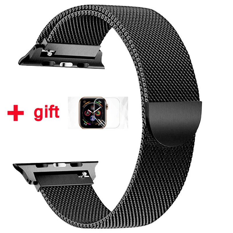 black 1 Миланская петля ремешок для Apple watch band 4 3 42 мм 38 мм iWatch band 44 мм 40 мм браслет из нержавеющей стали Apple watch аксессуары - Цвет ремешка: black 1
