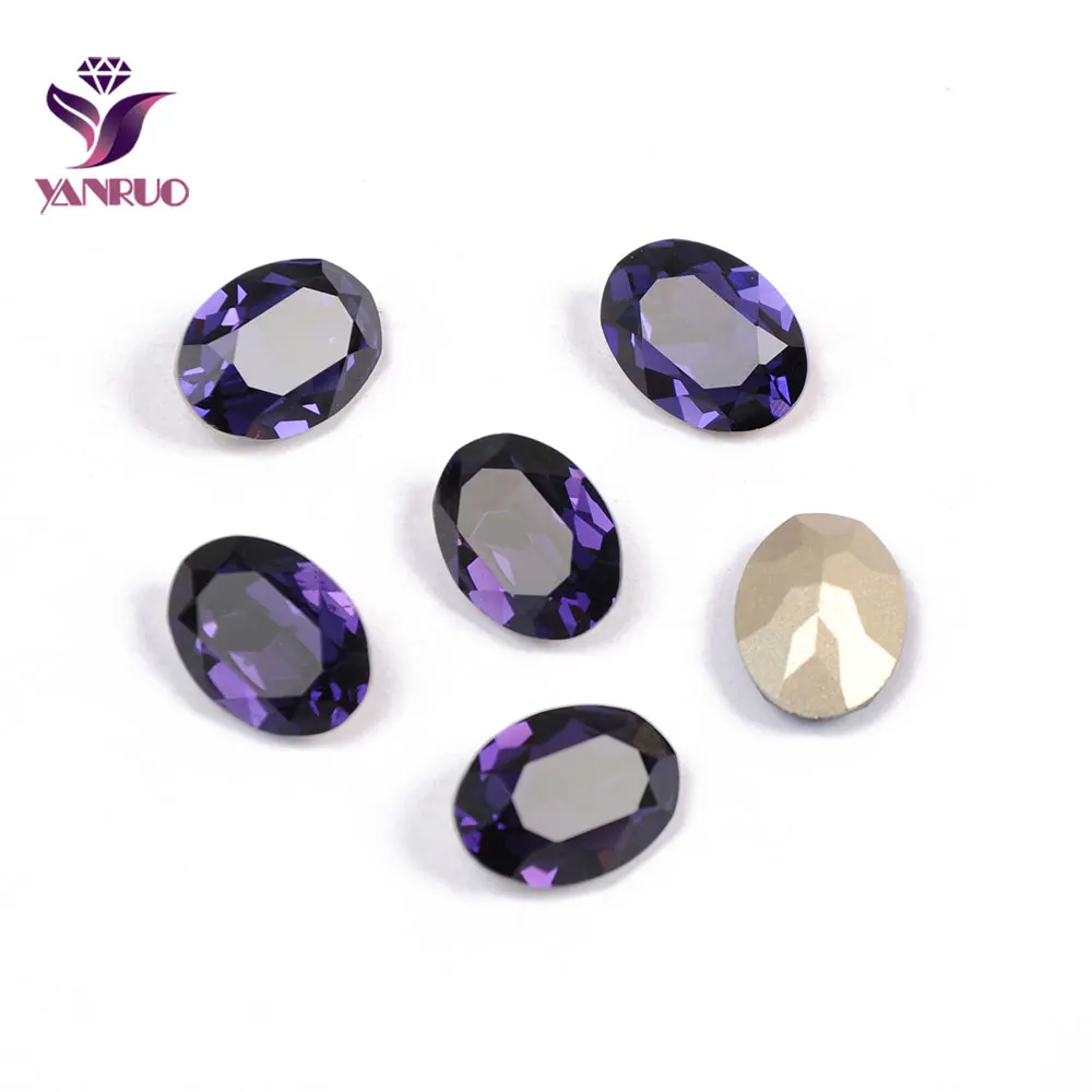 YANRUO, 4120, овальные украшения, стеклянные стразы, драгоценные камни, сделай сам, кристаллы для шитья, Необычные камни, заостренные сзади, пришитые стразы, яркие для одежды - Цвет: Purple Velvet