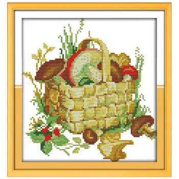 

The mushroom basketcounted printed on the canvas 11CT 14CT DIY kit Chinese Cross Stitch embroidery needlework Set home decor