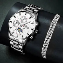 

Fashion Men Business Watch Luxury Stainless Steel Bracelet Quartz Wristwatch Mens Sport Watche Calendar Luminous Clock Watches