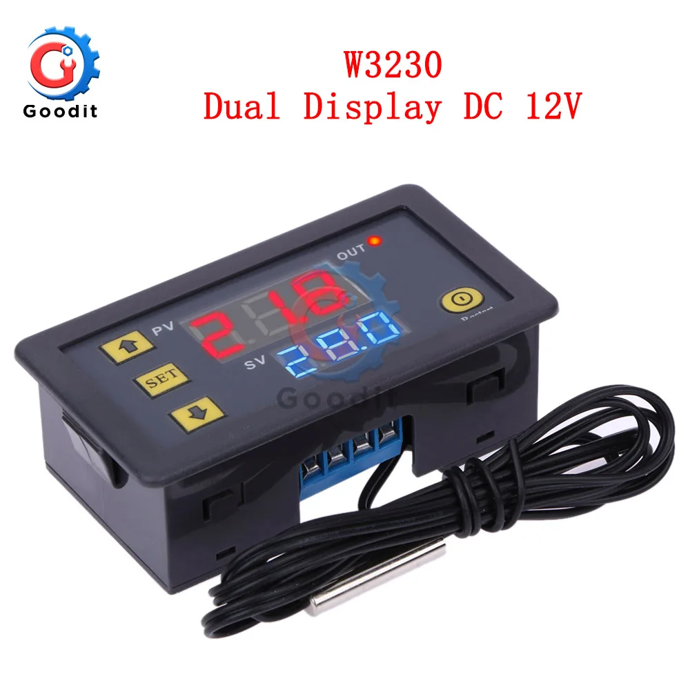W3230 AC 110 V-220 V DC12V 24V Цифровой термостат контроль температуры Лер регулятор нагрева охлаждения управления инструменты светодиодный дисплей - Цвет: W3230 DC 12V