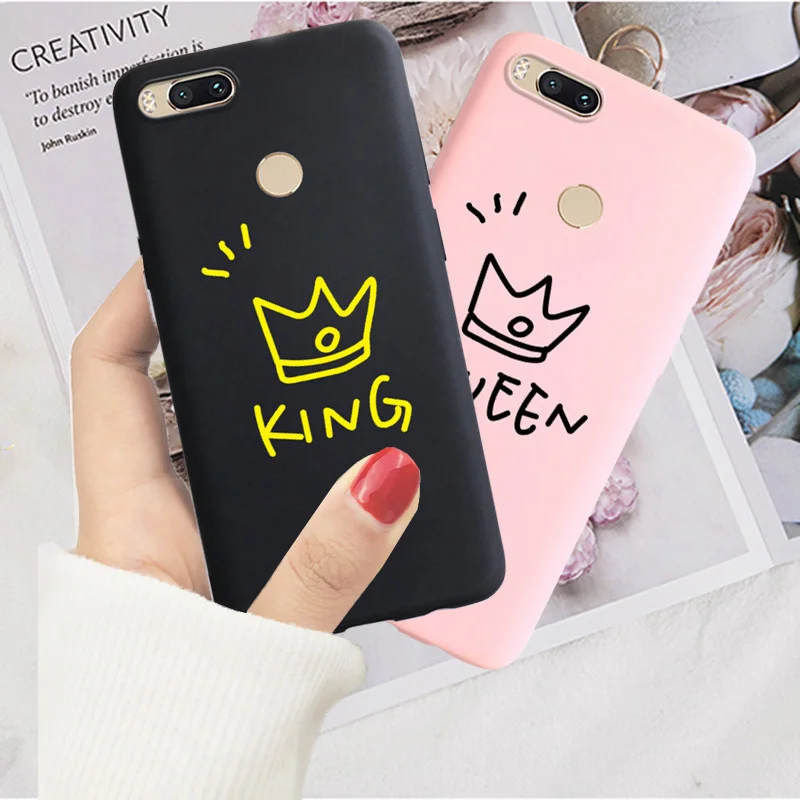 

King and Queen Patterns Silicone Soft Cover For Xiaomi Mi CC9 CC9e Play 5X 6 6X Mi8 Explorer MI9 SE Mix 2 2s Pocophone F1 Case