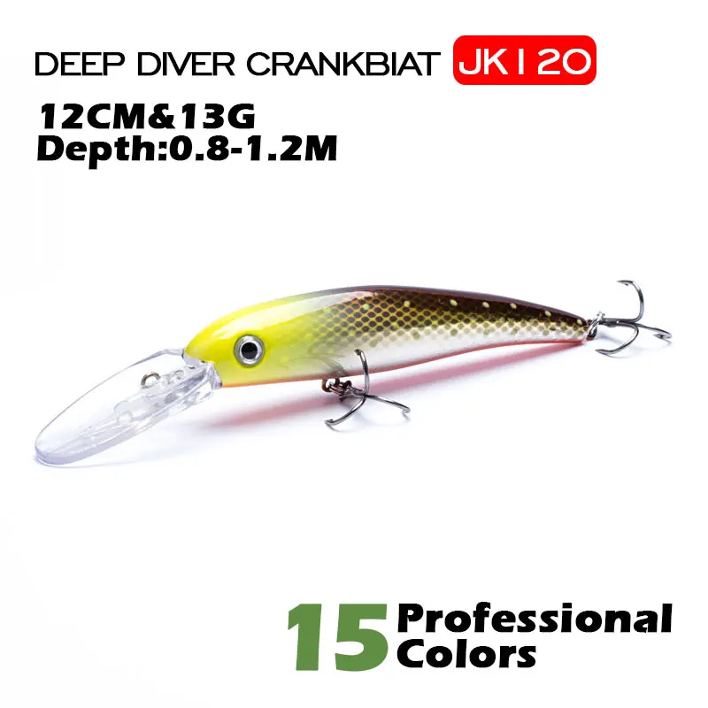 

Agoie 120mm/13g Fishing Artificial Baits Minnow Big Lure Sea Topwater Wake Baits Hard Deep diving Minnow Lures Fishing Tackle
