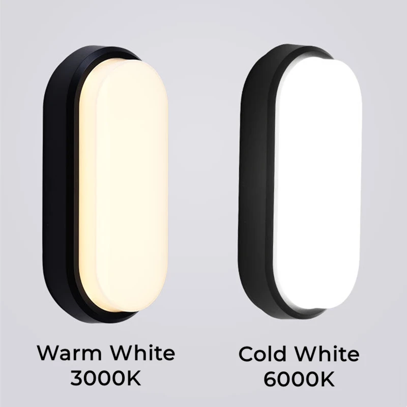 16W 20W Modern LED Moistureproof Wall Lamp Bathroom Porch Ceiling Sconce Aisle Indoor Outdoor Surface Mounted Oval Wall Lighting wall light