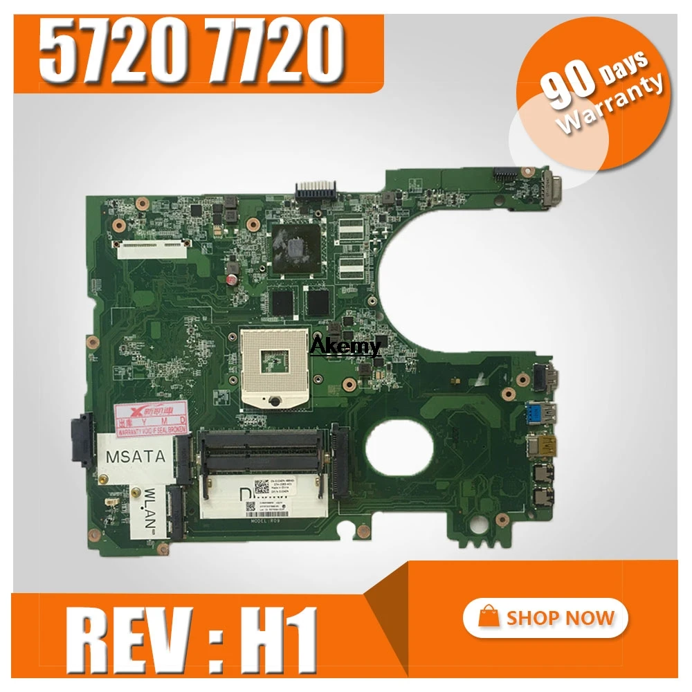 

CN-01040N DA0R09MB6H1 REV : H1 Laptop Motherboard Suitable for Dell inspiron 5720 7720 Notebook PC N13P-GV-B-A2
