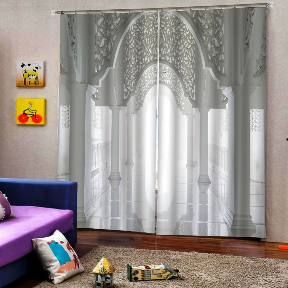 Extended space 3D Window Curtains Living Room wedding bedroom Cortinas Drapes white roman curtains
