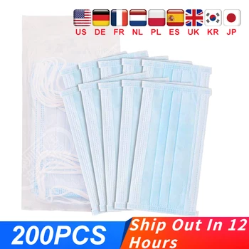 

5-200PCS Medical Masks 3-layer Surgical Mask Ear loop Face Mask Fast Delivery Non Woven Disposable Mask Mouth Mask In Stock