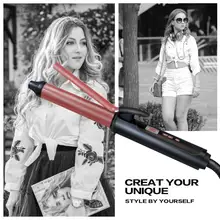 Профессиональная плойка для завивки волос, пляжный волнистый Утюг, инструмент для укладки, керамический нагревательный стержень, салонные щипцы для завивки волос с ЖК-дисплеем с температурным дисплеем