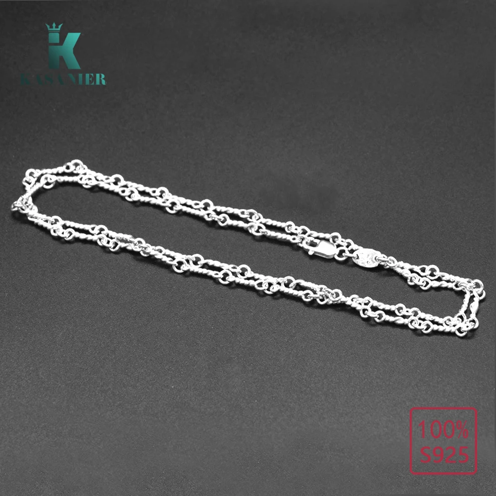 KASANIER, 925 пробы, Серебряное Плетение, базовая цепочка, ожерелье с застежкой-лобстером, простое модное ожерелье для женщин и девочек, оригинальное ювелирное изделие